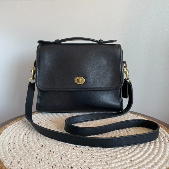 Coach Handbags - SOLD Vintage Coach Black Court Bag 9870, Coach Top Handle Bag, Coach Crossbody